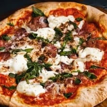 Gluten Free Crust Burrata Pizza.